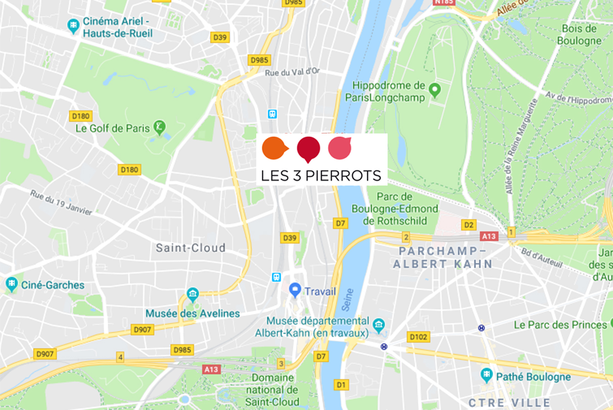 Carte du théâtre des 3 Pierrots